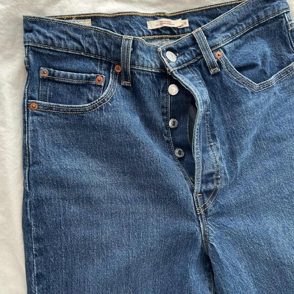 Levi’s Premium Indigo Blue Denim Ribcage Boot Jeans Button Fly High Rise – US 29 - Picture 4 of 8